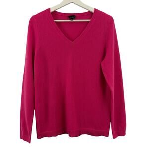 Talbots Women’s Pure Cashmere Pink V-Neck Sweater Size L
